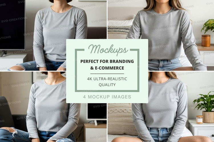 Long sleeve t-shirt mockup with model