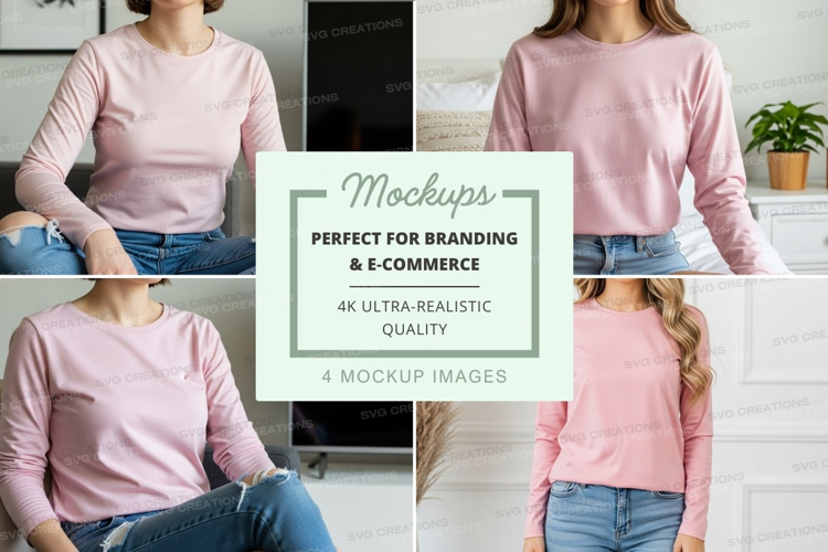 Long sleeve t-shirt mockup in pink