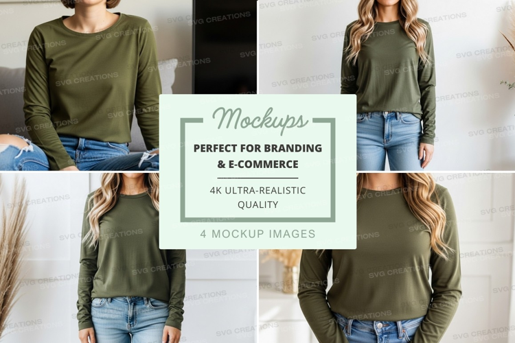 Long sleeve t-shirt mockup with individuals meditating
