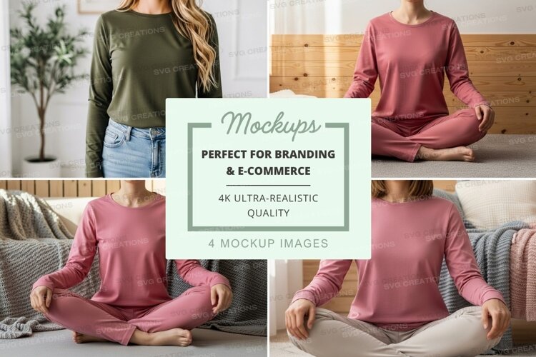 Long sleeve t-shirt mockup with individuals meditating example image 1