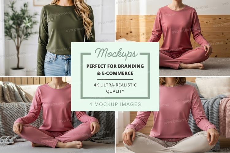 Long sleeve t-shirt mockup with individuals meditating
