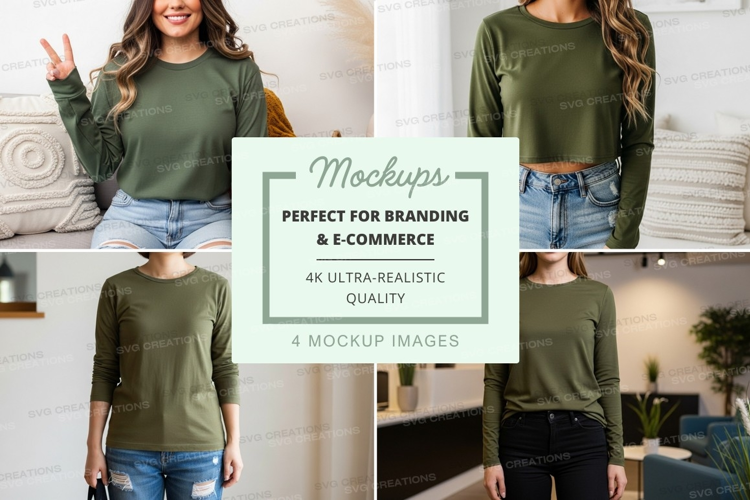 Green long sleeve t-shirt mockup