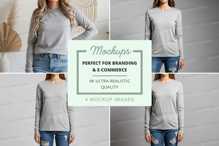 Long sleeve t-shirt mockup for women