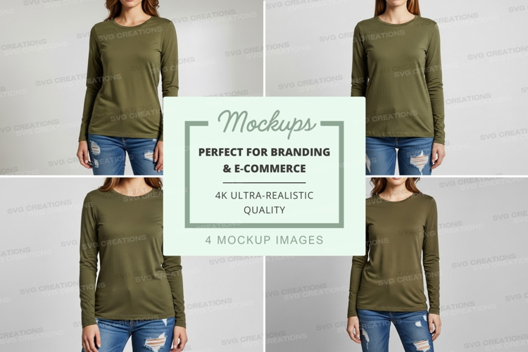 Long sleeve t-shirt mockup in olive green