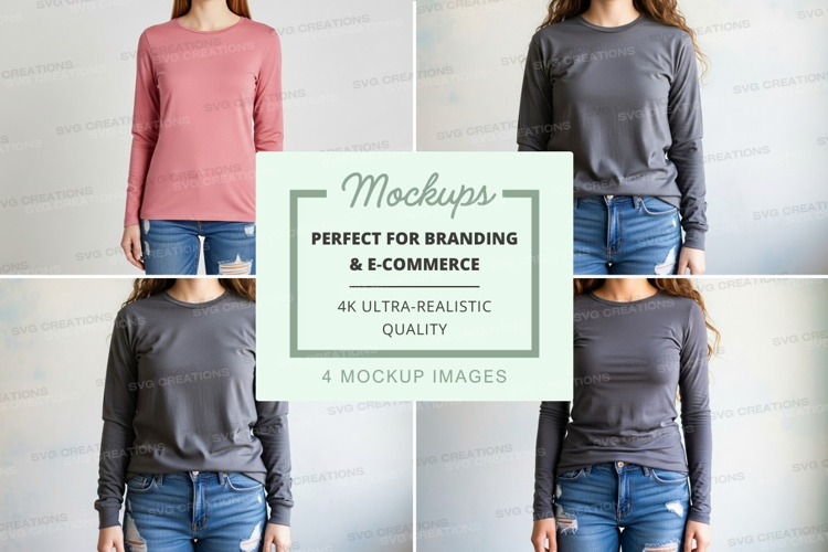Long sleeve t-shirt mockup on model