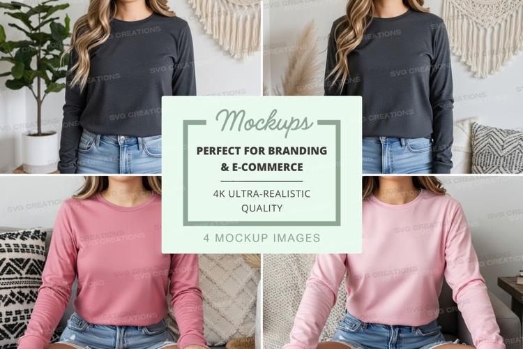 Long sleeve t-shirt mockup with model