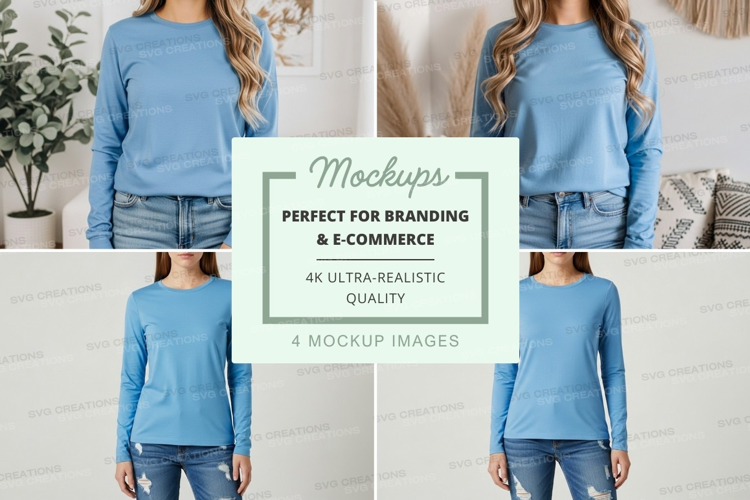 Blue long sleeve t-shirt mockup
