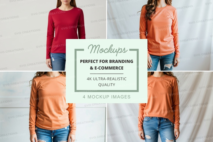 Long sleeve t-shirt mockup with model