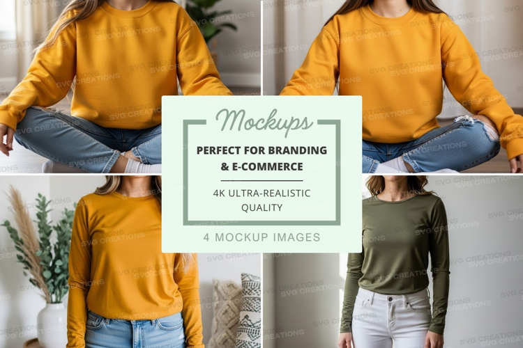 Long sleeve t-shirt mockup with models