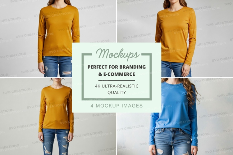 Long sleeve t-shirt mockup with model
