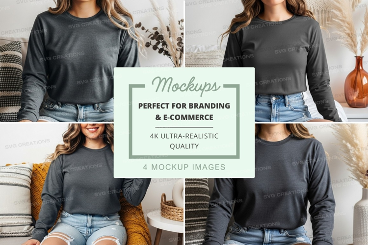 Long sleeve t-shirt mockup in dark gray