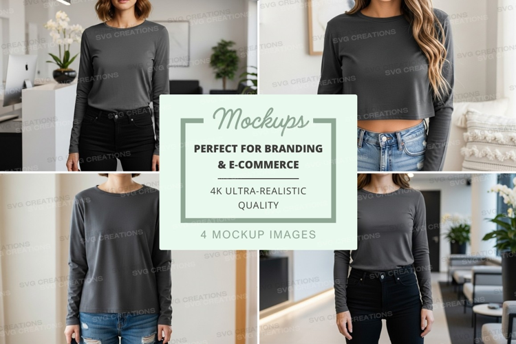 Long sleeve t-shirt mockup in gray