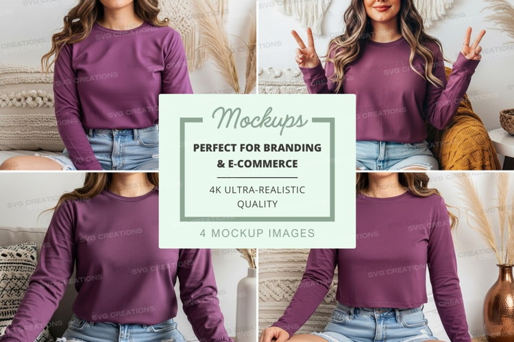 Purple long sleeve t-shirt mockup
