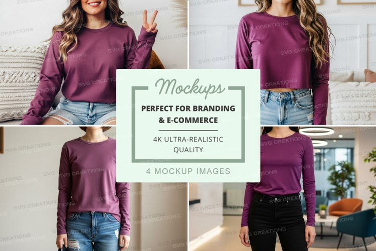 Purple long sleeve t-shirt mockup