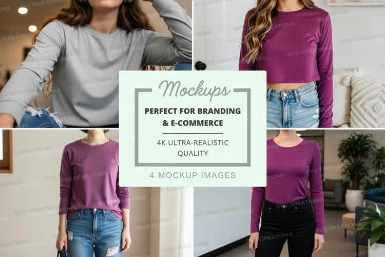 Women's long sleeve t-shirt mockup