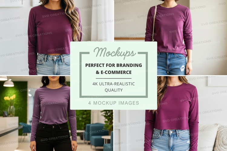 Long sleeve t-shirt mockup in purple
