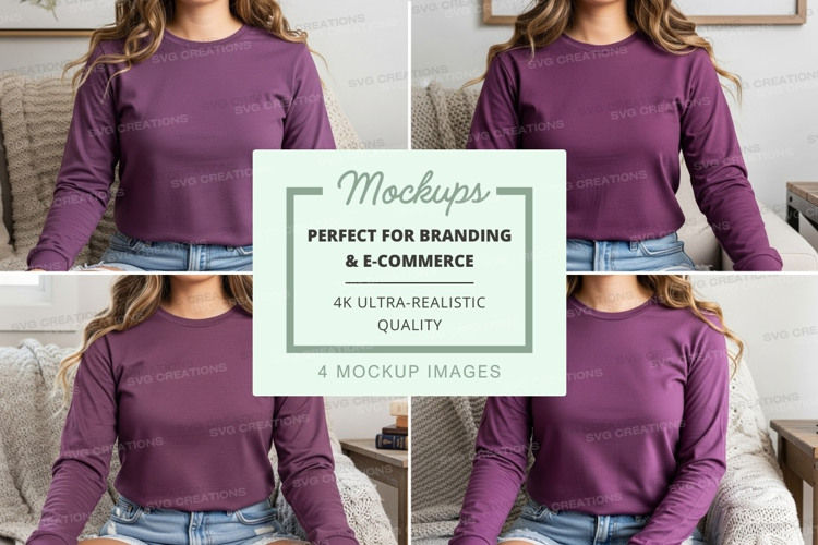Purple long sleeve t-shirt mockup