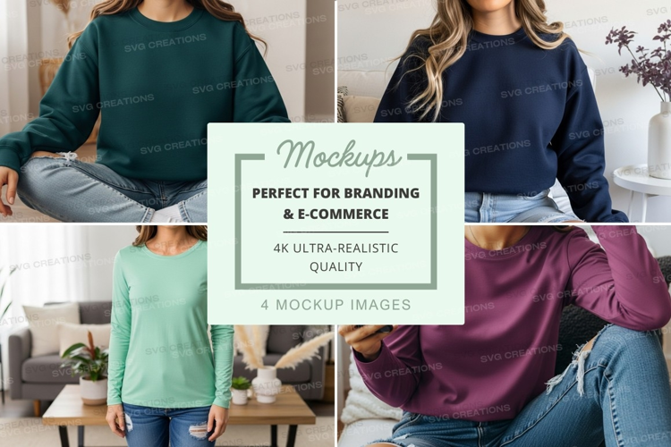 Long sleeve t-shirt mockup with people