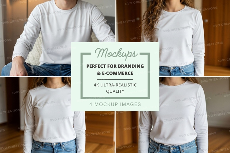 Long sleeve t-shirt mockup with model