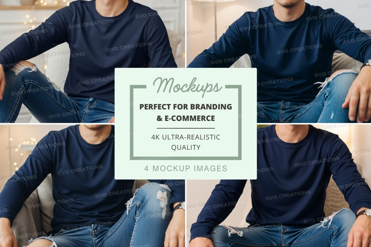 Mockup - long sleeve t-shirt mockup on model