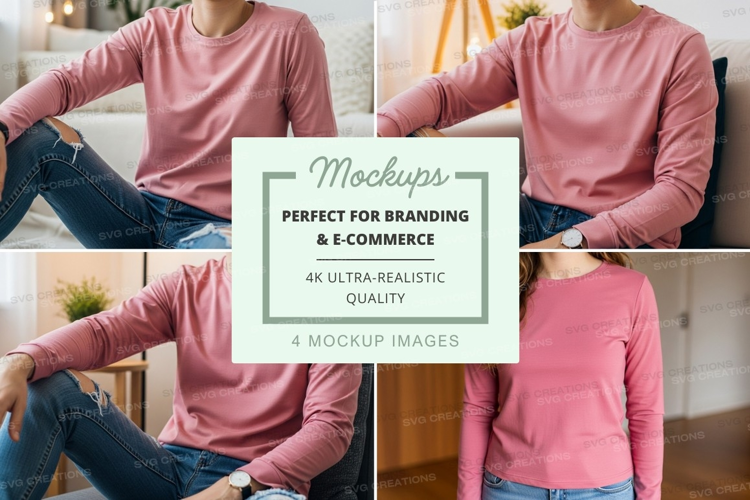 Pink long sleeve t-shirt mockup