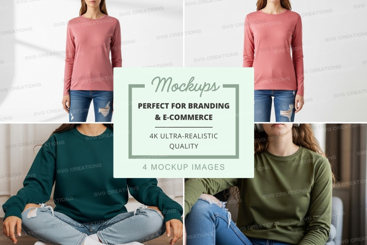 Women's long sleeve t-shirt mockup