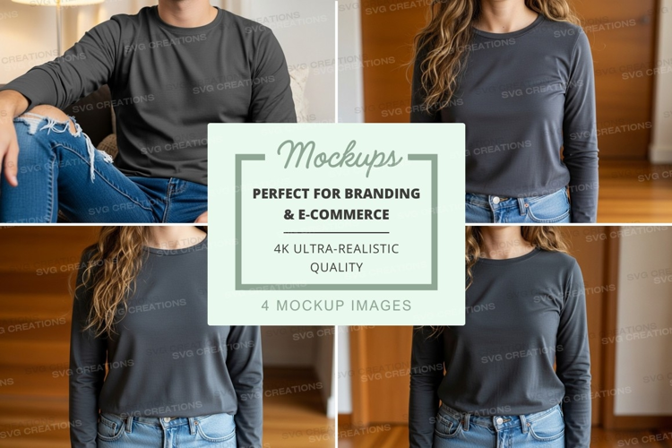 Long sleeve t-shirt mockup in dark gray