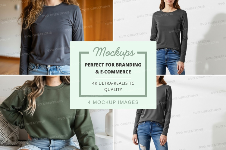 Long sleeve t-shirt mockup in gray and green
