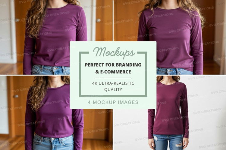 Purple long sleeve t-shirt mockup