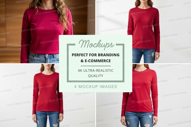 Long sleeve t-shirt mockup in red