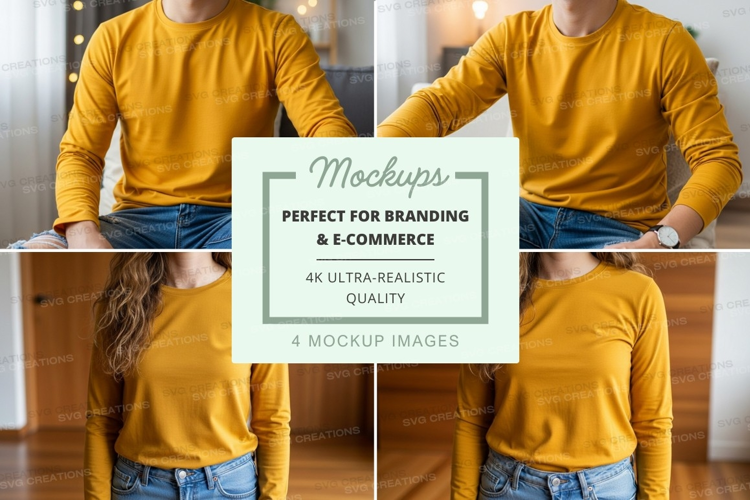 Mockup of a yellow long-sleeve t-shirt