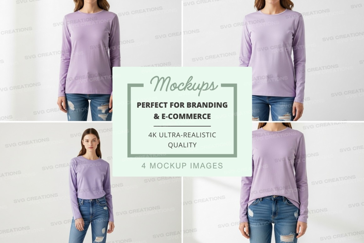 Long sleeve t-shirt mockup - women's purple