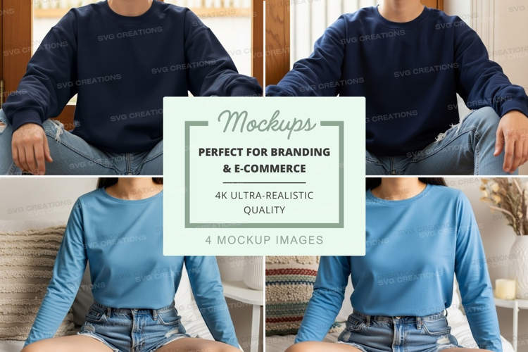 Long sleeve t-shirt mockup with models