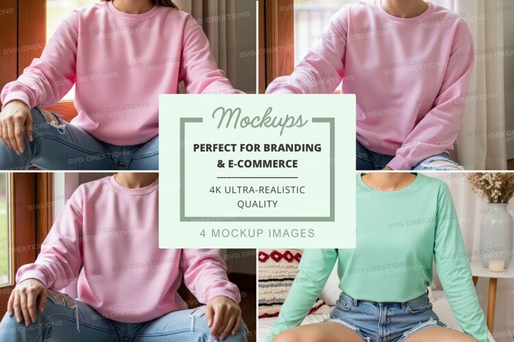 Long sleeve t-shirt mockup on model example image 1