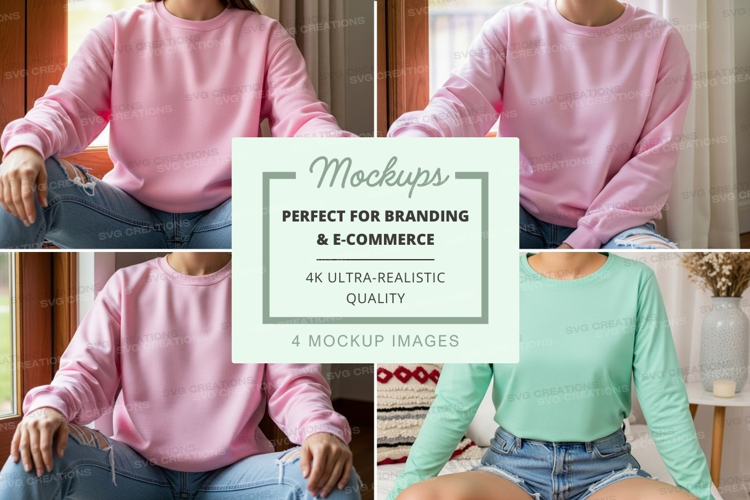 Long sleeve t-shirt mockup on model