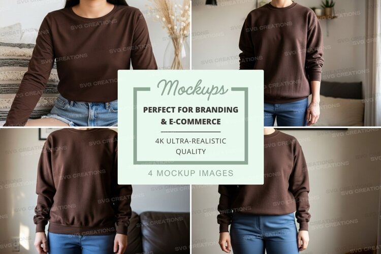 Brown long sleeve t-shirt mockup example image 1