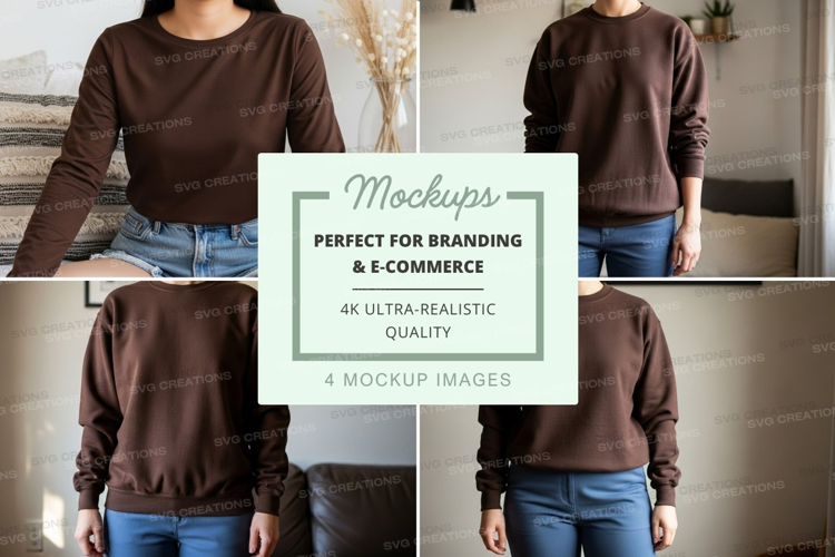 Brown long sleeve t-shirt mockup