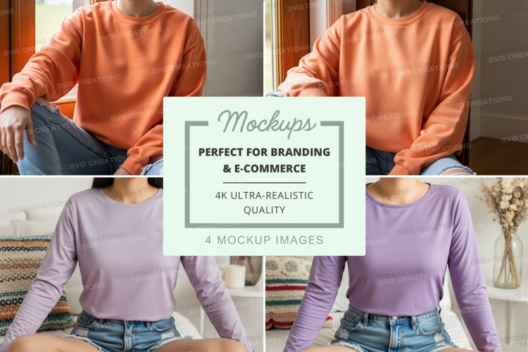 Mockup collection of long-sleeve t-shirts