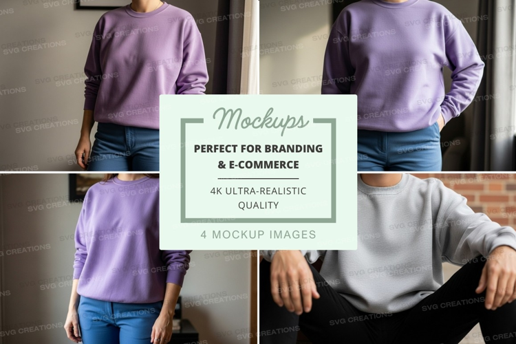 Pullover sweater mockup in purple and gray