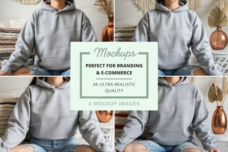 Hoodie mockup in light gray color example image 1