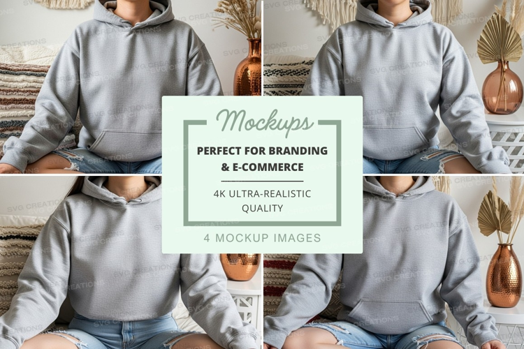 Hoodie mockup in light gray color
