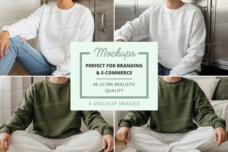 Long sleeve crew neck sweatshirts mockup example image 1