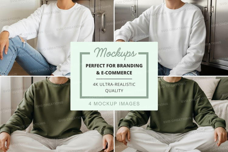 Long sleeve crew neck sweatshirts mockup
