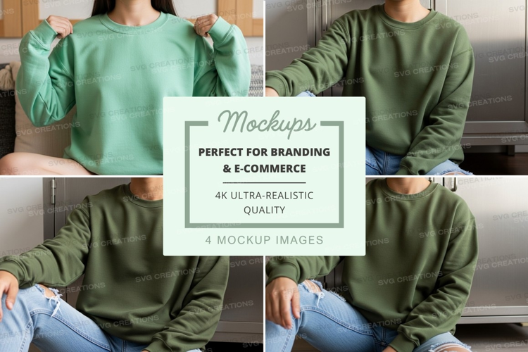 Green long sleeve t-shirt mockup with model