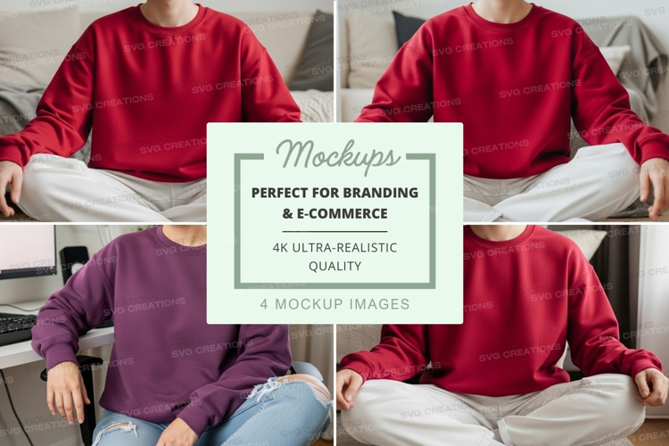 People wearing sweatshirts in meditation pose mockup