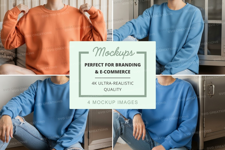 People wearing casual sweatshirts mockup