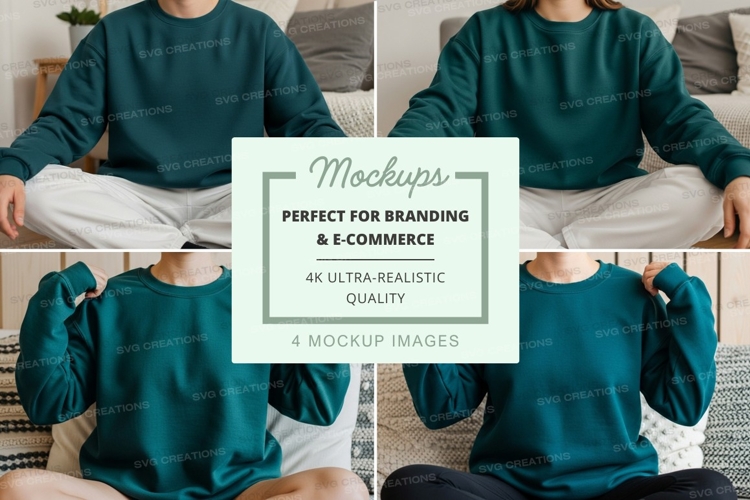 Teal puffer sleeve sweatshirt mockup