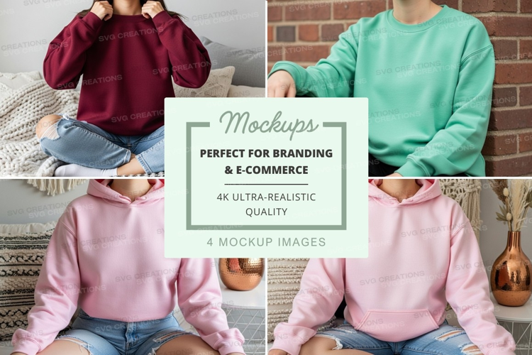 Hoodie mockup with multiple models