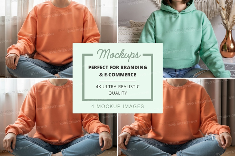 Hoodie mockup with different angles and colors