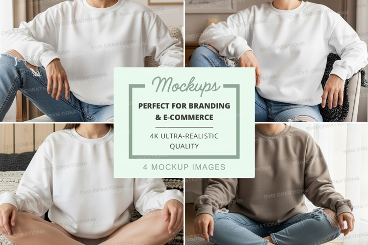 Group mockup of sweatshirts in white and beige